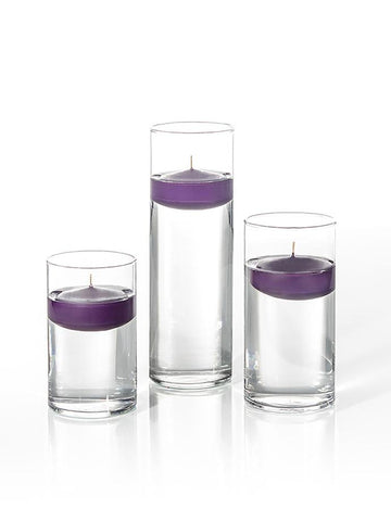 Yummi Candles - 18 Floating Candles and Cylinder Vases