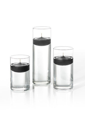 Yummi Candles - 6 Floating Candles and Cylinder Vases