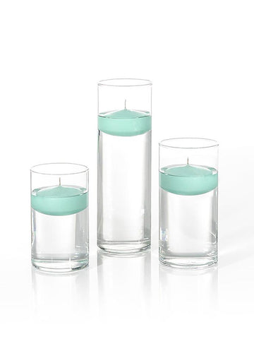 Yummi Candles - 18 Floating Candles and Cylinder Vases
