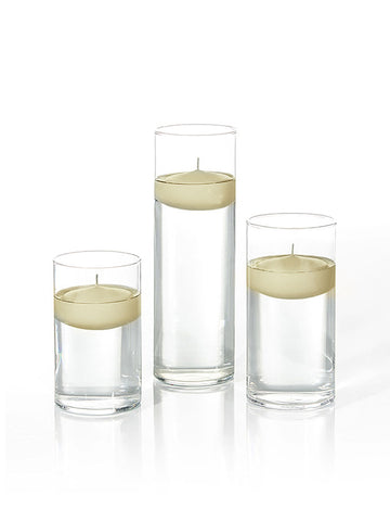Yummi Candles - 12 Floating Candles and Cylinder Vases