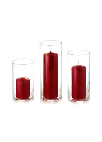 Yummi Candles - 36 Slim Pillar Candles and Cylinder Vases