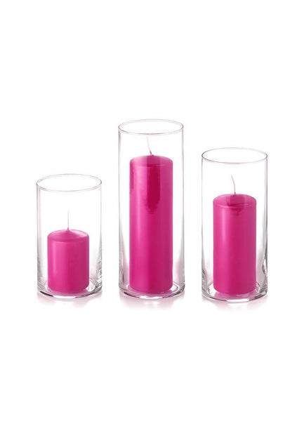 36 Slim Pillar Candles and Cylinder Vases