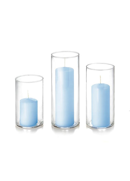 36 Slim Pillar Candles and Cylinder Vases
