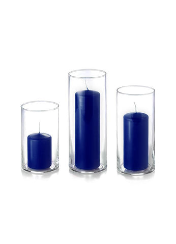 Yummi Candles - 36 Slim Pillar Candles and Cylinder Vases