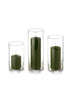 Yummi Candles - 12 Slim Pillar Candles and Cylinder Vases
