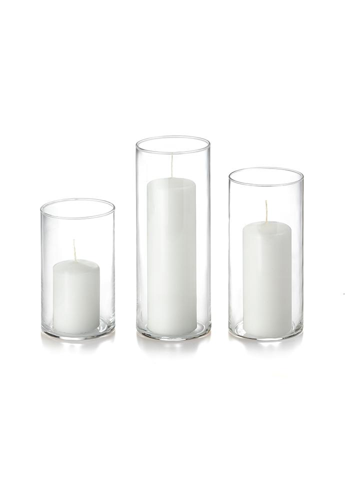 Slim Pillar Candles and Cylinder Vases - Set of 36 – Yummicandles